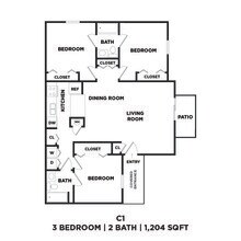 Three Bed Two Bath 1204 Sqft 04-404 floor plan